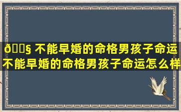 🐧 不能早婚的命格男孩子命运「不能早婚的命格男孩子命运怎么样」